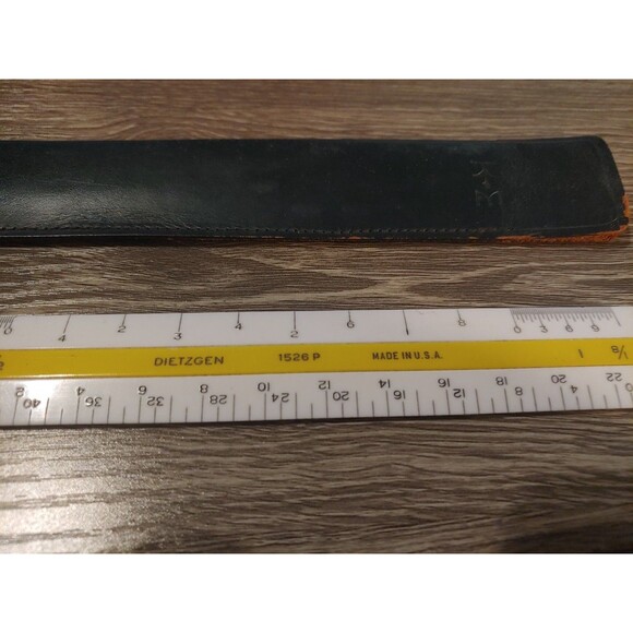Vintage DIETZGEN 6" Pocket Scale Drafting Ruler w/ Leather Case No. 1526 - Picture 2 of 5